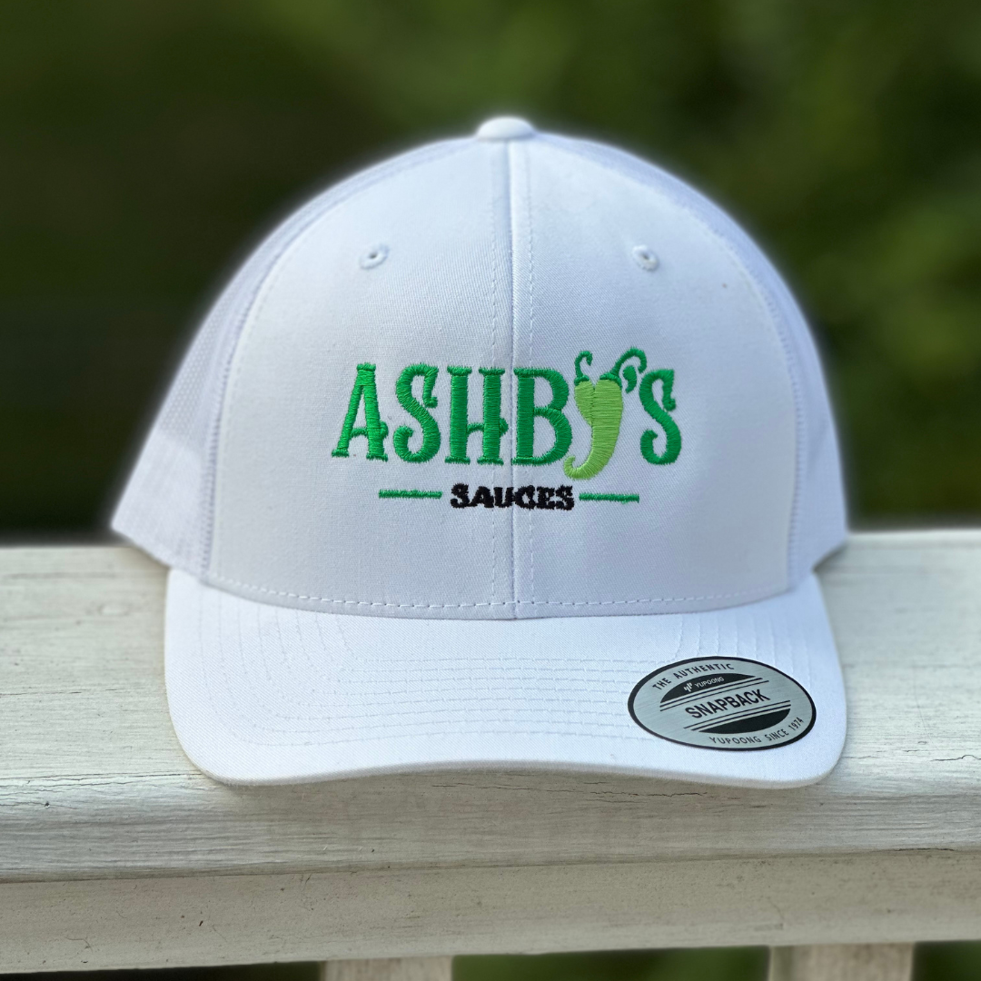Ashby's Sauces - White Hat w/Green Logo